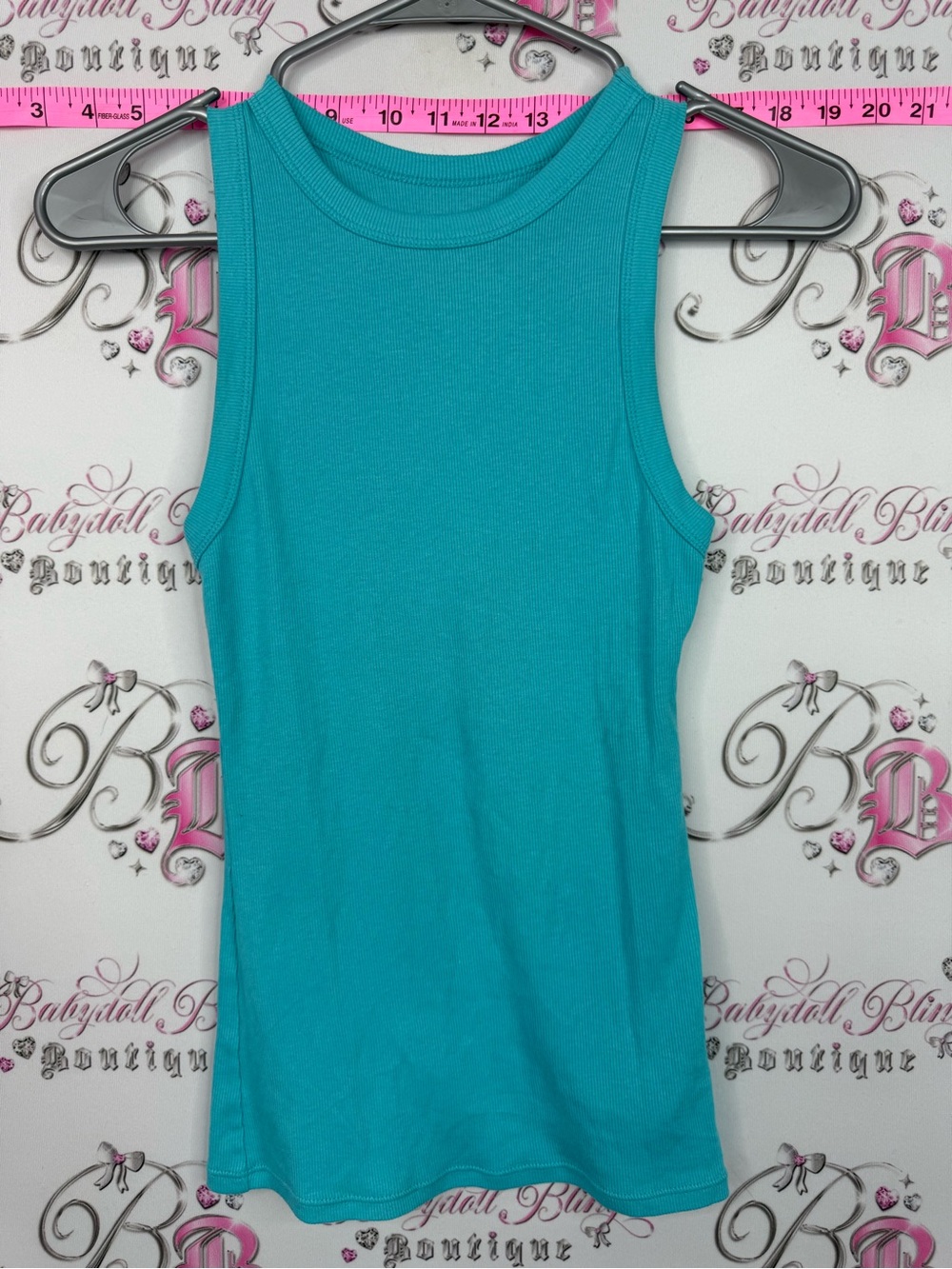 a new day Bright Teal Ribbed Tank